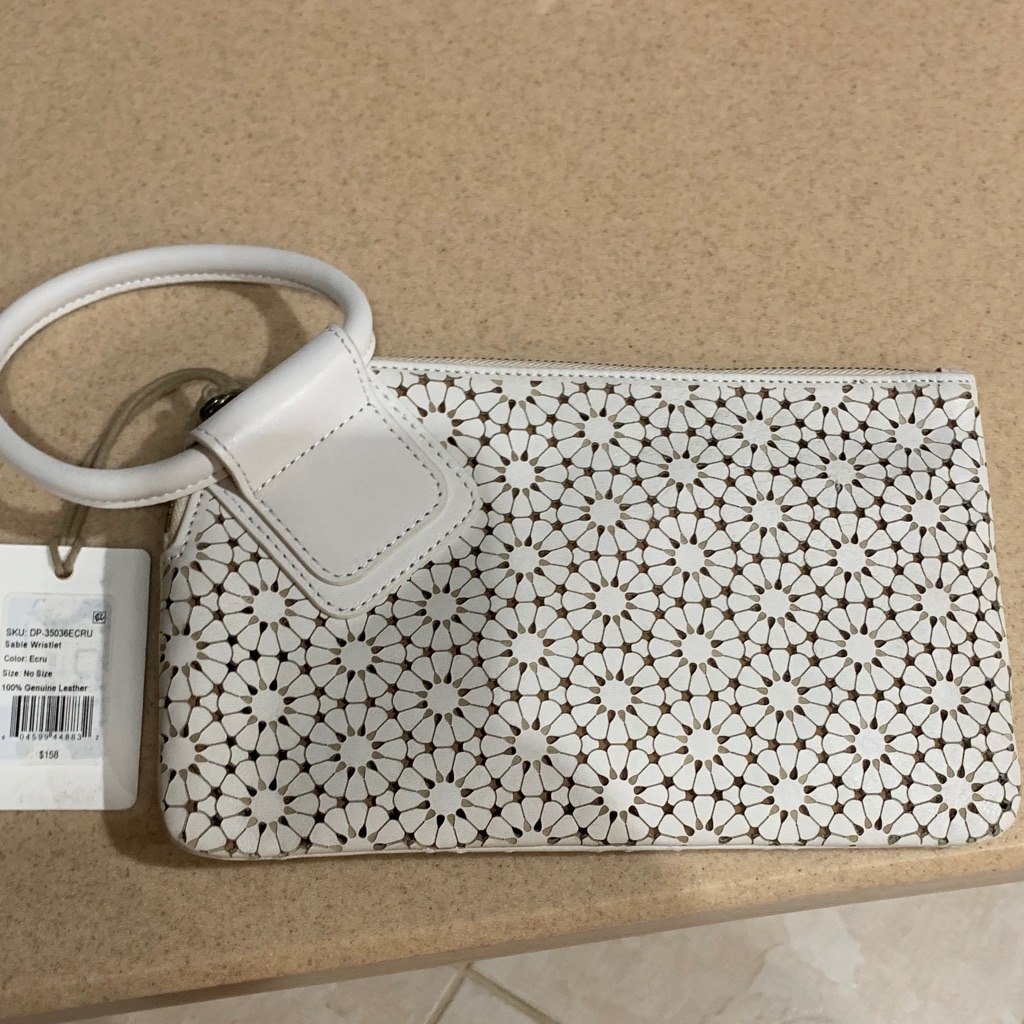 Hobo White Floral Pattern Wristlet